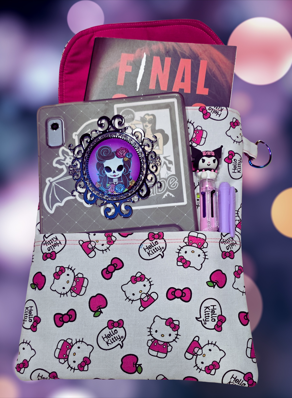 Paperback Book Sleeve- Hello Kitty- apples & bows