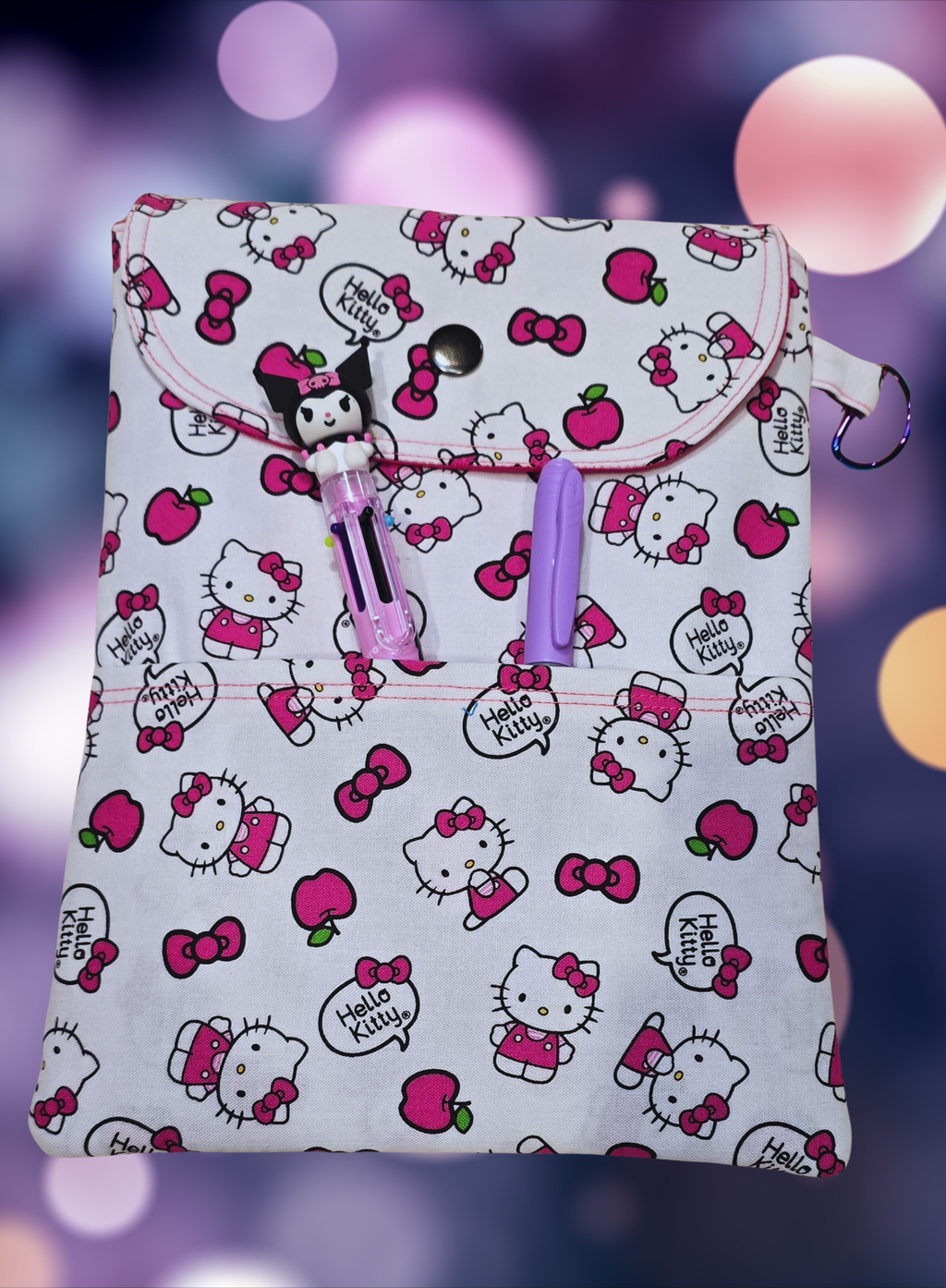 Paperback Book Sleeve- Hello Kitty- apples & bows